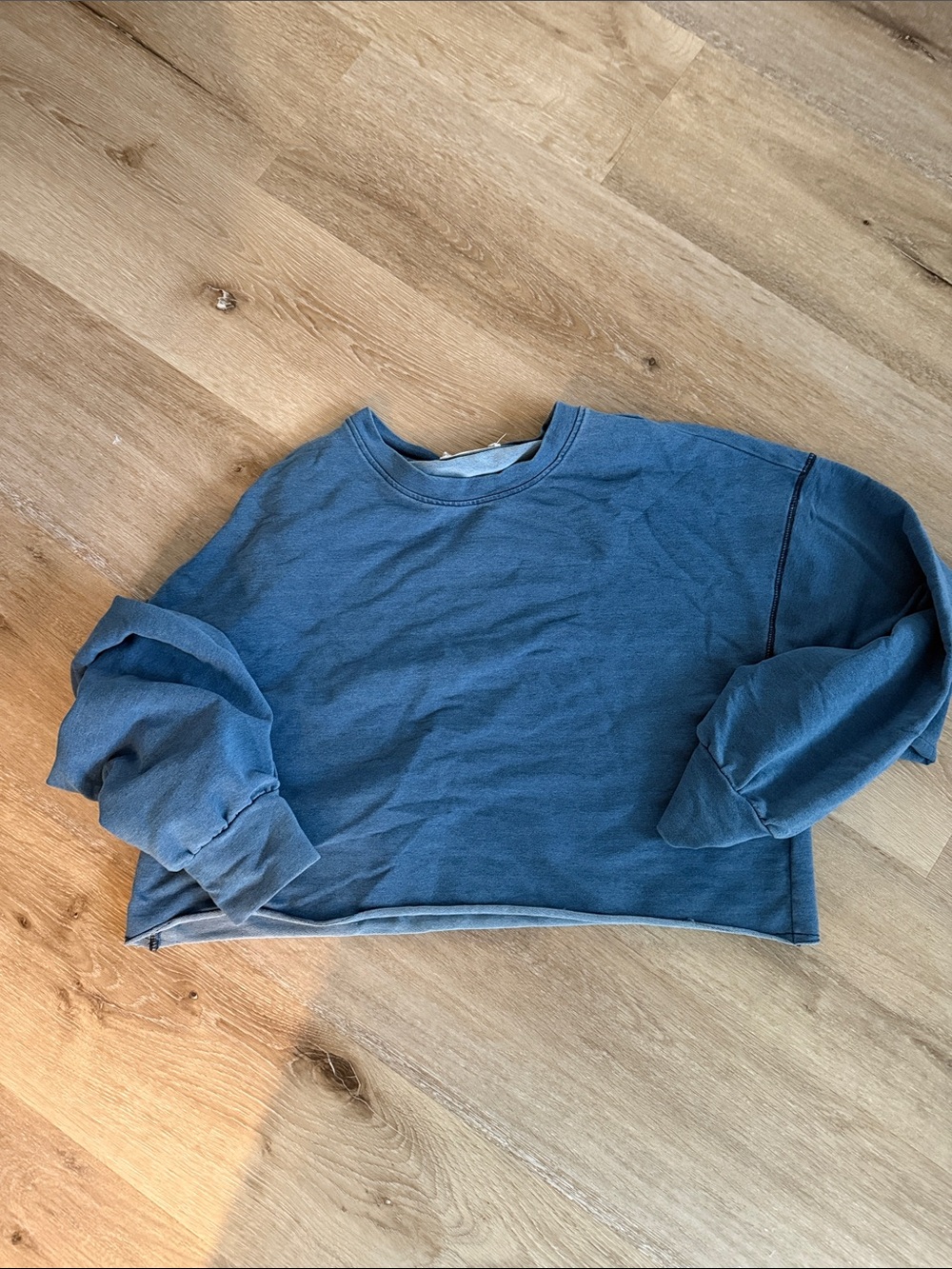 Elodie Slate Blue Cropped Crew Sweatshirt